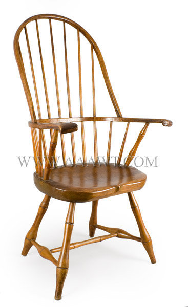 Windsor Armchair, Tall and Generous Proportions
Lancaster County, Pennsylvania
Circa 1790 to 1810, entire view